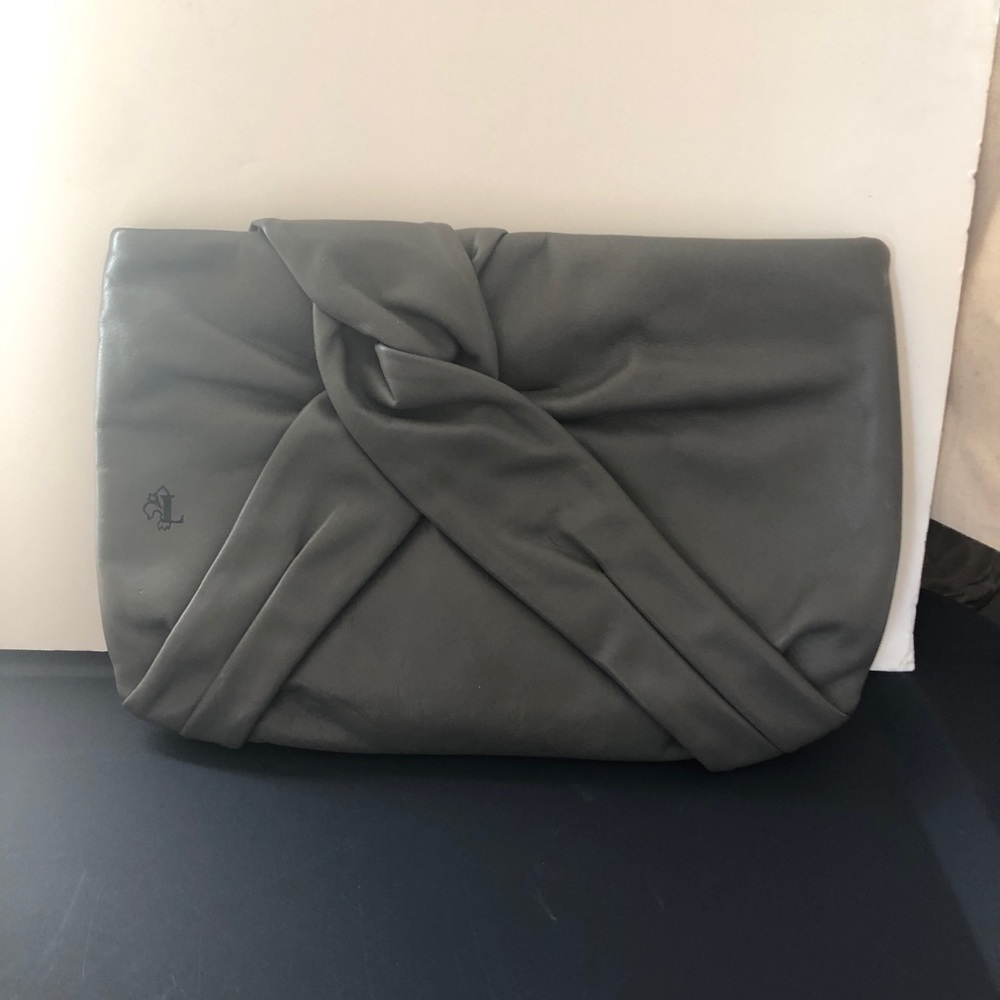 Vintage Leonardo Firenze leather clutch purse gray